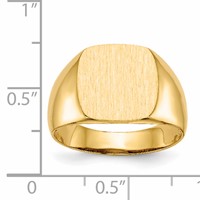 14K Yellow Gold 12.5x12.5mm Cushion Open Back Mens Signet Ring view 5