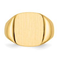 14K Yellow Gold 13.5x 15.0mm Cushion Open Back Mens Signet Ring view 4