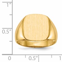 14K Yellow Gold 13.5x 15.0mm Cushion Open Back Mens Signet Ring view 5