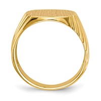 14K Yellow Gold 13.5x 13.5mm Cushion Open Back Mens Signet Ring view 2