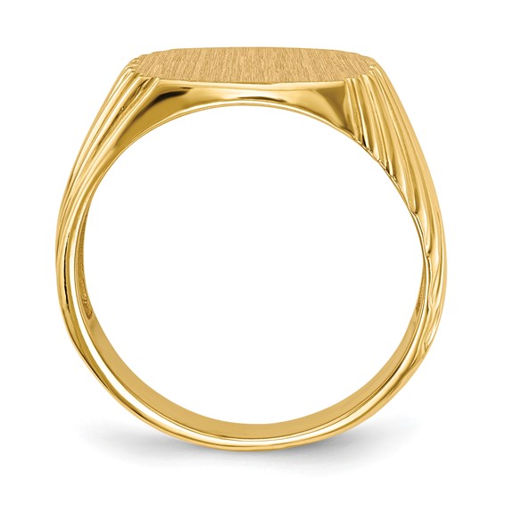 Gold Polished Grooved Open Back Signet Rings