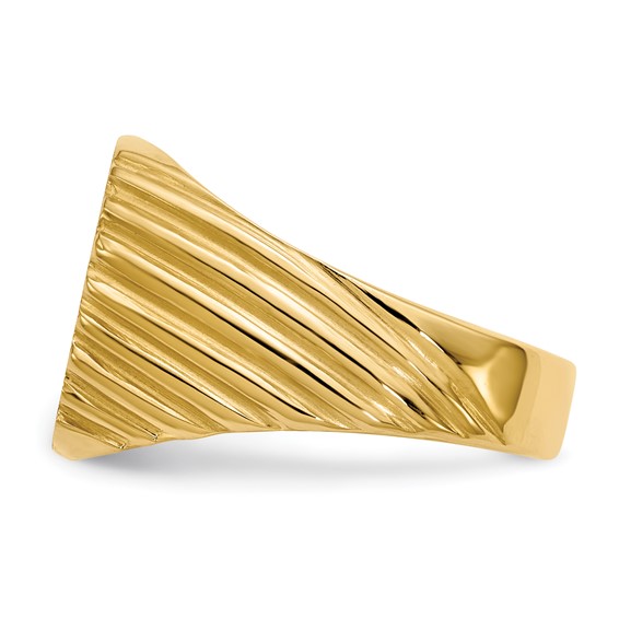 Gold Polished Grooved Open Back Signet Rings