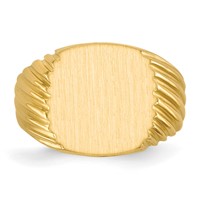 14K Yellow Gold 13.5x 13.5mm Cushion Open Back Mens Signet Ring view 4