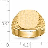 14K Yellow Gold 13.5x 13.5mm Cushion Open Back Mens Signet Ring view 5