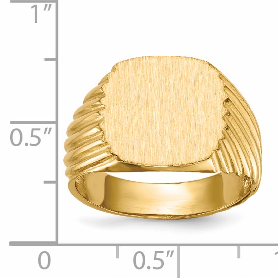 Gold Polished Grooved Open Back Signet Rings