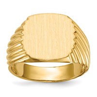 14K Yellow Gold 13.5x 13.5mm Cushion Open Back Mens Signet Ring view 1
