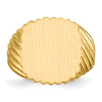 14K Yellow Gold 16.5x18.0mm Cushion Open Back Mens Signet Ring view 4