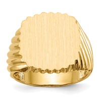14K Yellow Gold 16.5x18.0mm Cushion Open Back Mens Signet Ring view 1
