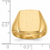14K Yellow Gold 13.0x14.5mm Rectangle Closed Back Mens Signet Ring view 5