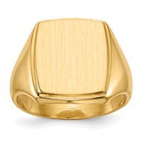 14K Yellow Gold 13.0x14.5mm Rectangle Closed Back Mens Signet Ring view 1