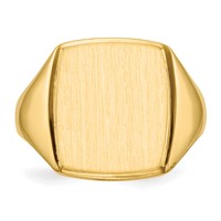14K Yellow Gold 13.0x 14.5mm Rectangle Open Back Mens Signet Ring view 4