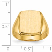 14K Yellow Gold 13.0x 14.5mm Rectangle Open Back Mens Signet Ring view 5