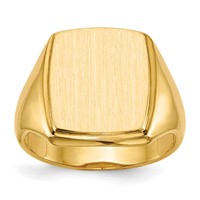 14K Yellow Gold 13.0x 14.5mm Rectangle Open Back Mens Signet Ring view 1