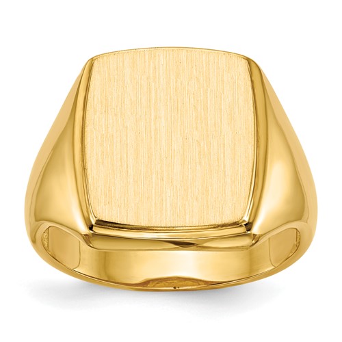 14K Yellow Gold 13.0x 14.5mm Rectangle Open Back Mens Signet Ring
