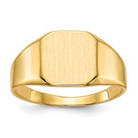 14K Yellow Gold 11.0x 11.0mm Octagon Closed Back Mens Signet Ring view 1
