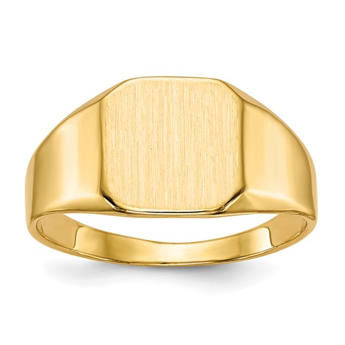 14K Yellow Gold 11.0x 11.0mm Octagon Closed Back Mens Signet Ring