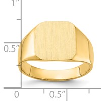 14K Yellow Gold 13.0x 12.0mm Octagon Closed Back Mens Signet Ring view 5