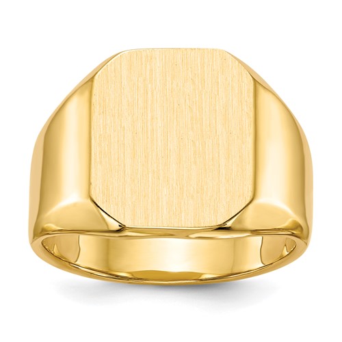 14K Yellow Gold 13.0x15.5mm Octagon Closed Back Mens Signet Ring