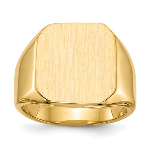 14K Yellow Gold 15.0x 17.0mm Octagon Closed Back Mens Signet Ring