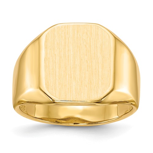 14K Yellow Gold 13.0x 15.5mm Octagon Open Back Mens Signet Ring