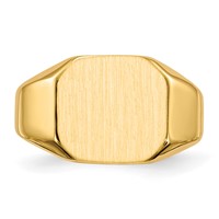 14K Yellow Gold 12.5x 11.0mm Octagon Closed Back Signet Ring view 4