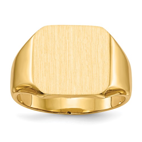 14K Yellow Gold 13.0x 14.0mm Octagon Closed Back Mens Signet Ring