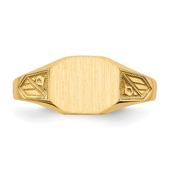 Gold Polished Textured Signet Ring