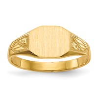 14K Yellow Gold 8.5x7.0mm Octagon Closed Back Signet Ring view 1