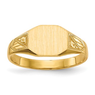 Gold Polished Textured Signet Ring