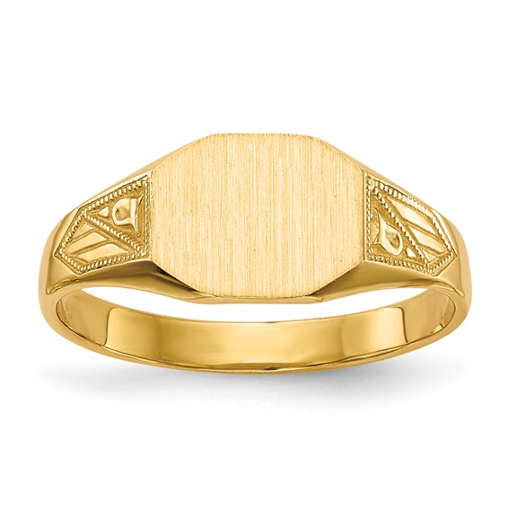 Gold Polished Textured Signet Ring