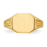 14K Yellow Gold 11.0x 9.0mm Octagon Closed Back Signet Ring view 4