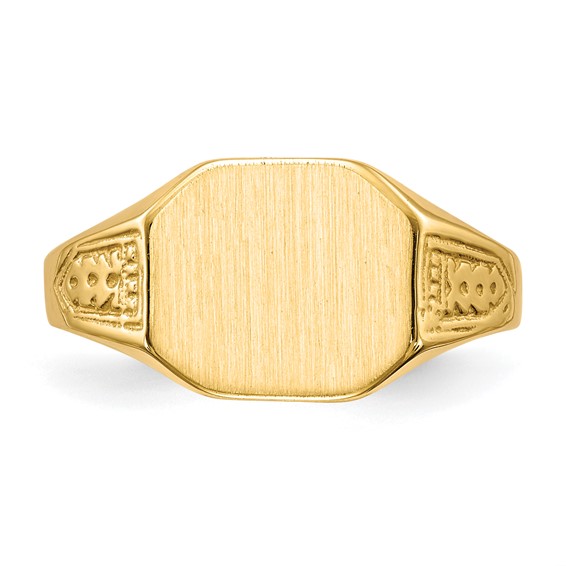 Gold Polished Textured Signet Ring