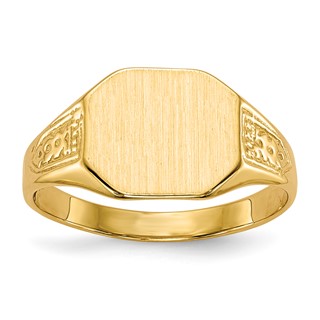 Gold Polished Textured Signet Ring