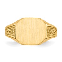 14K Yellow Gold 11.0x 9.0mm Octagon Closed Back Signet Ring view 4