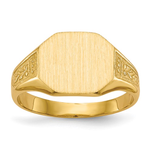 14K Yellow Gold 11.0x 9.0mm Octagon Closed Back Signet Ring