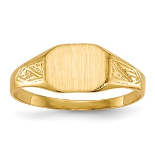 14k 8.5x7.0mm Octagon Open Back Signet Ring
