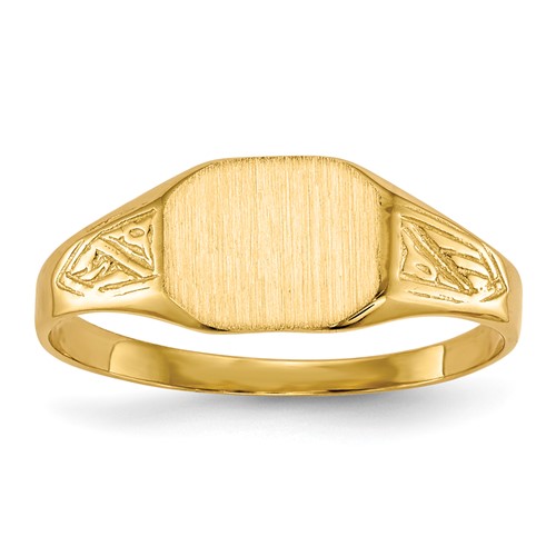 14K Yellow Gold 8.5x 7.0mm Octagon Open Back Signet Ring