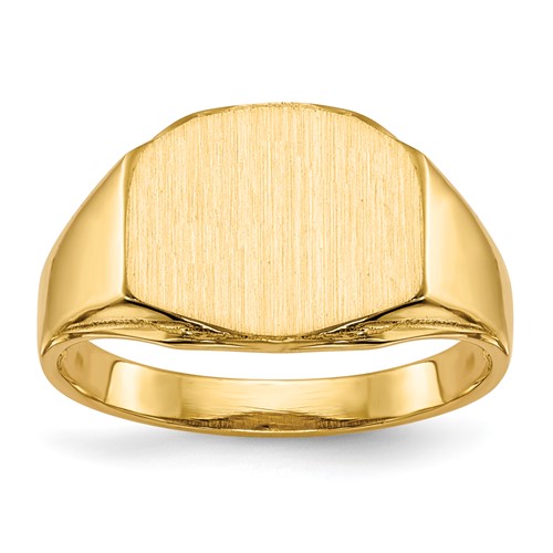 14K Yellow Gold 11.5x 8.5mm Hexagon Open Back Signet Ring