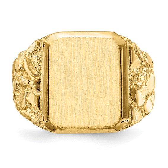 14k 13.0 x 14.0mm Octagon Open Back Mens Nugget Signet Ring
