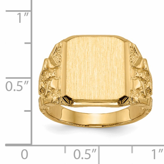 14k 13.0 x 14.0mm Octagon Open Back Mens Nugget Signet Ring