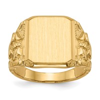 14K Yellow Gold 13.0 X 14.0mm Octagon Open Back Mens Nugget Signet Ring view 1