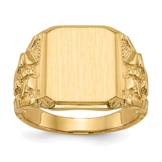 14k 13.0 x 14.0mm Octagon Open Back Mens Nugget Signet Ring