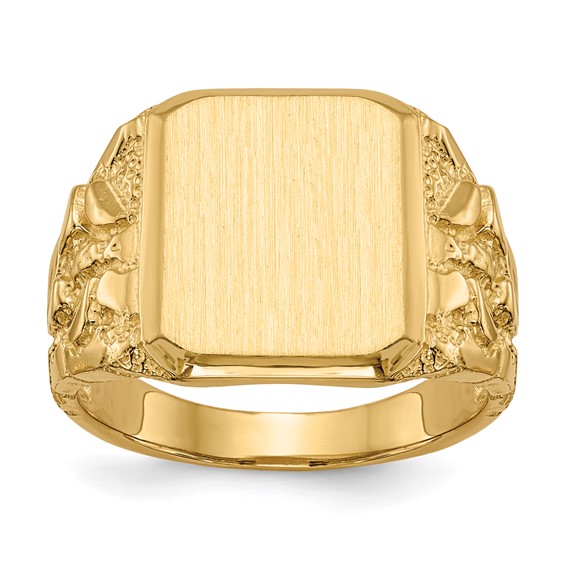 14k 13.0 x 14.0mm Octagon Open Back Mens Nugget Signet Ring