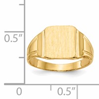 14K Yellow Gold 7.5x 9mmRectangular Closed Back Signet Ring view 5