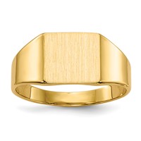 14K Yellow Gold 8.5x 7.0mm Rectangle Closed Back Signet Ring view 1