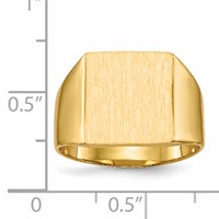 14K 12.0x13.0mm Square Closed Back Mens Signet Ring view 5
