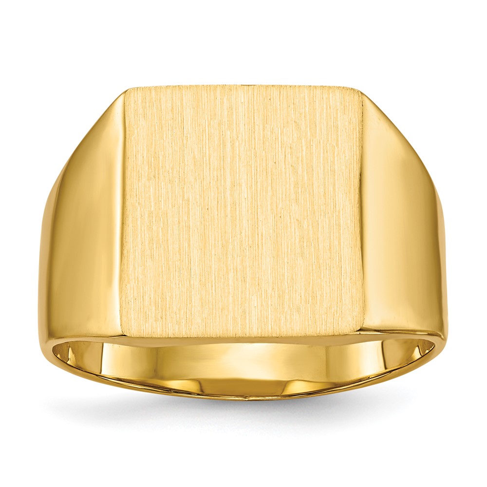 14k 13.0×12.0mm Closed Back Mens Signet Ring