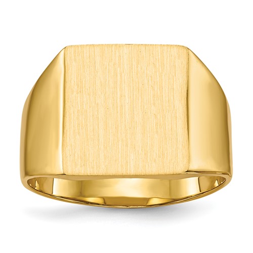 14K Yellow Gold 12.0x 13.0mm Square Closed Back Mens Signet Ring