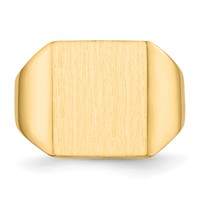 14K 13.5x15.0mm Rectangle Closed Back Mens Signet Ring view 4