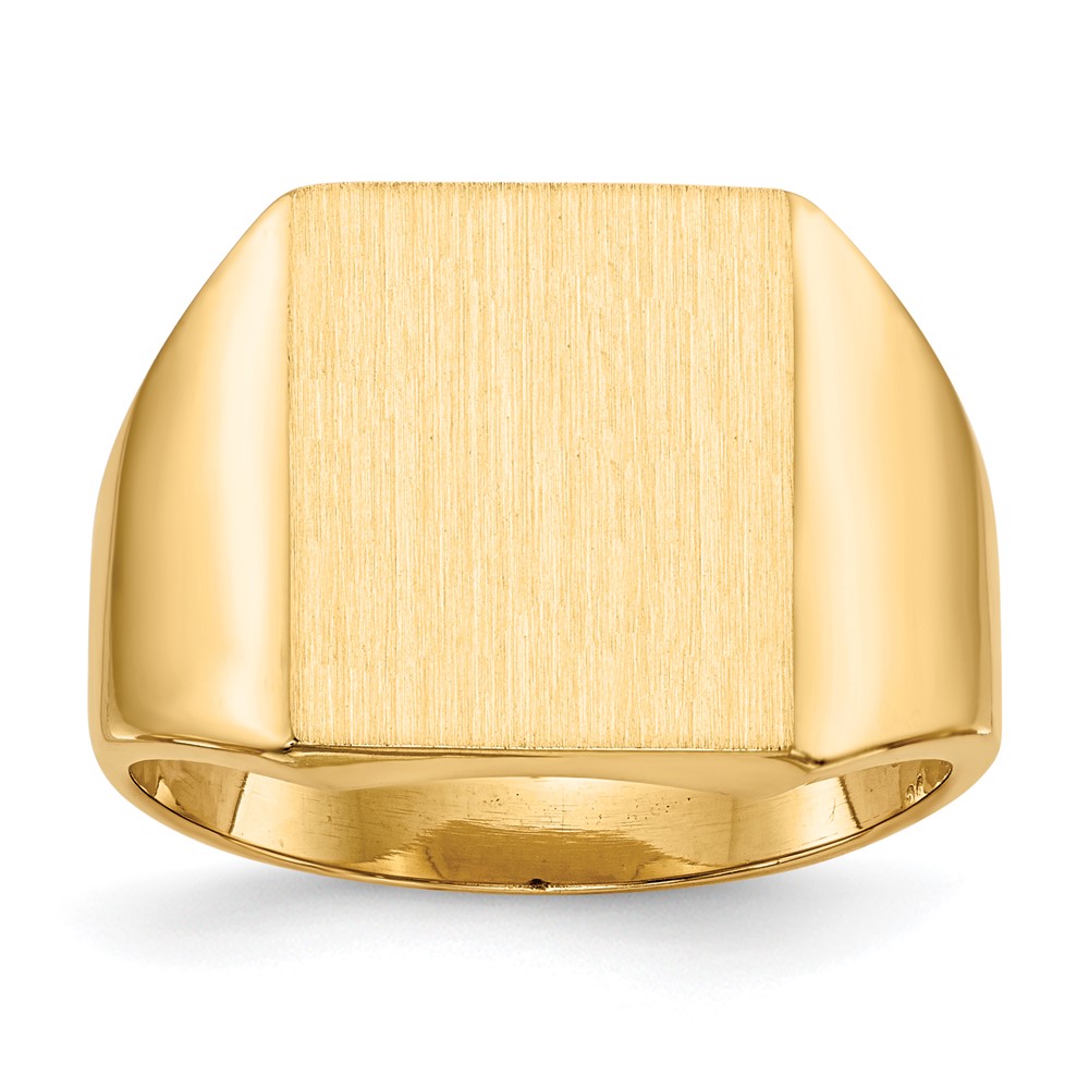 14k 15.0×13.5mm Closed Back Mens Signet Ring